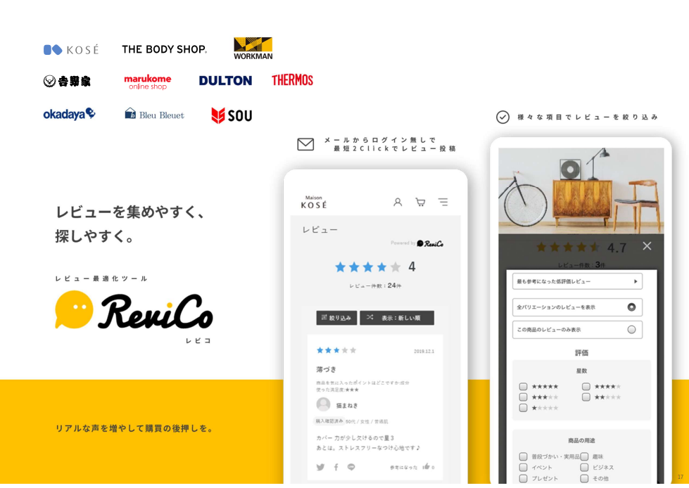 Revicoサンプル画面