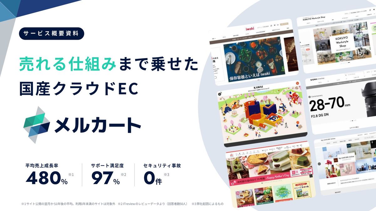 クラウドECサイト構築プラットフォーム 『メルカート』サービス概要資料(1枚目)