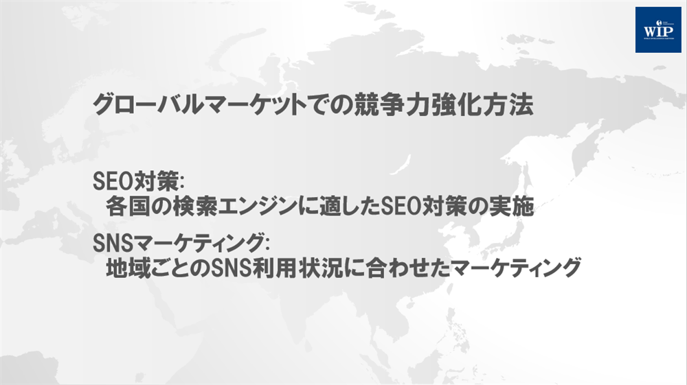 グローバルマーケットとの競争力の強化方法図